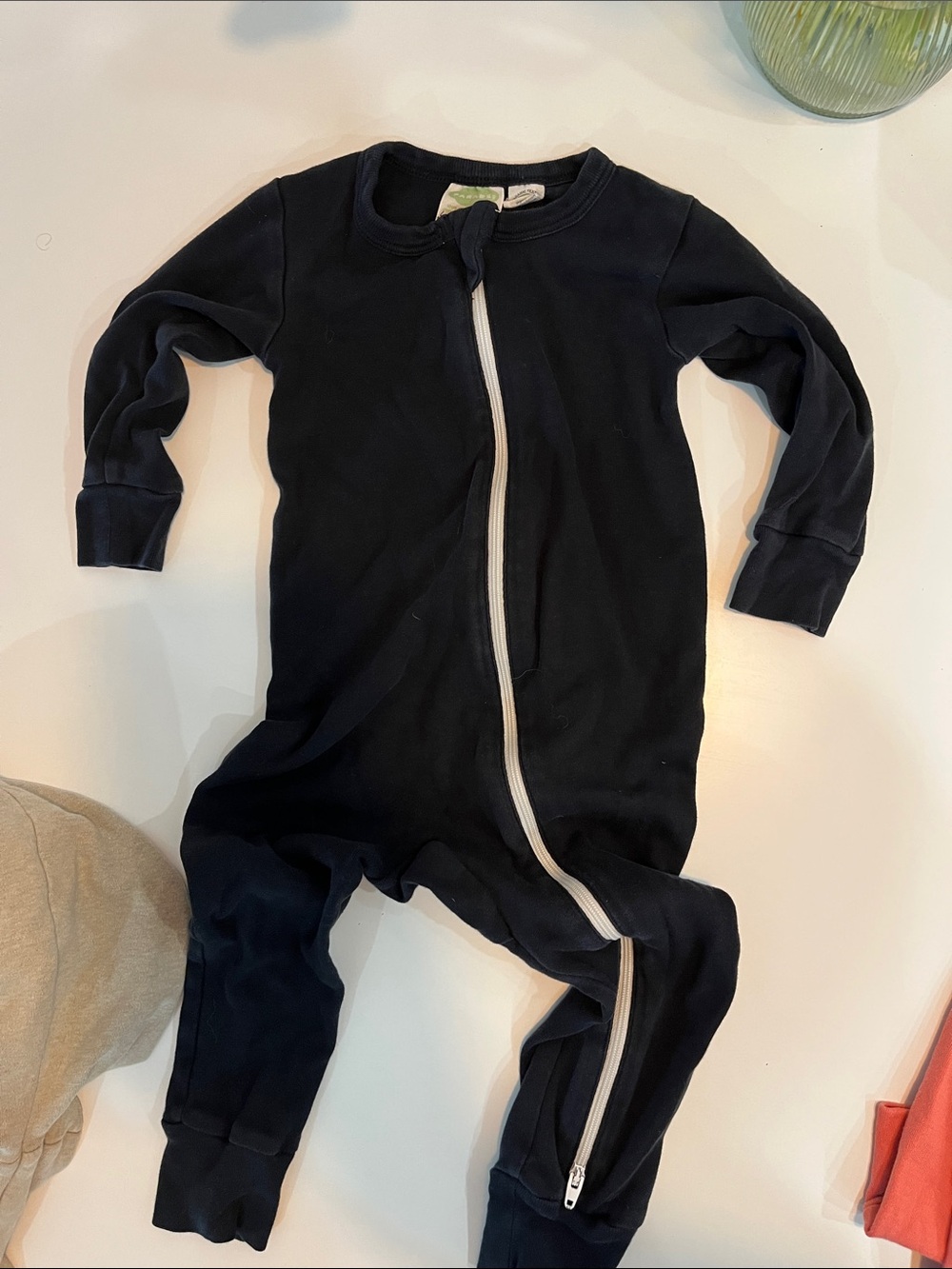 Parade organics black long sleeve zip pajamas one piece